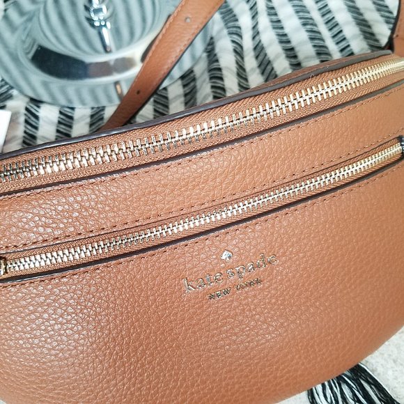 MAKE AN OFFER kate spade warm gingerbread leather belt waist fanny leila bag - Picture 7 of 8